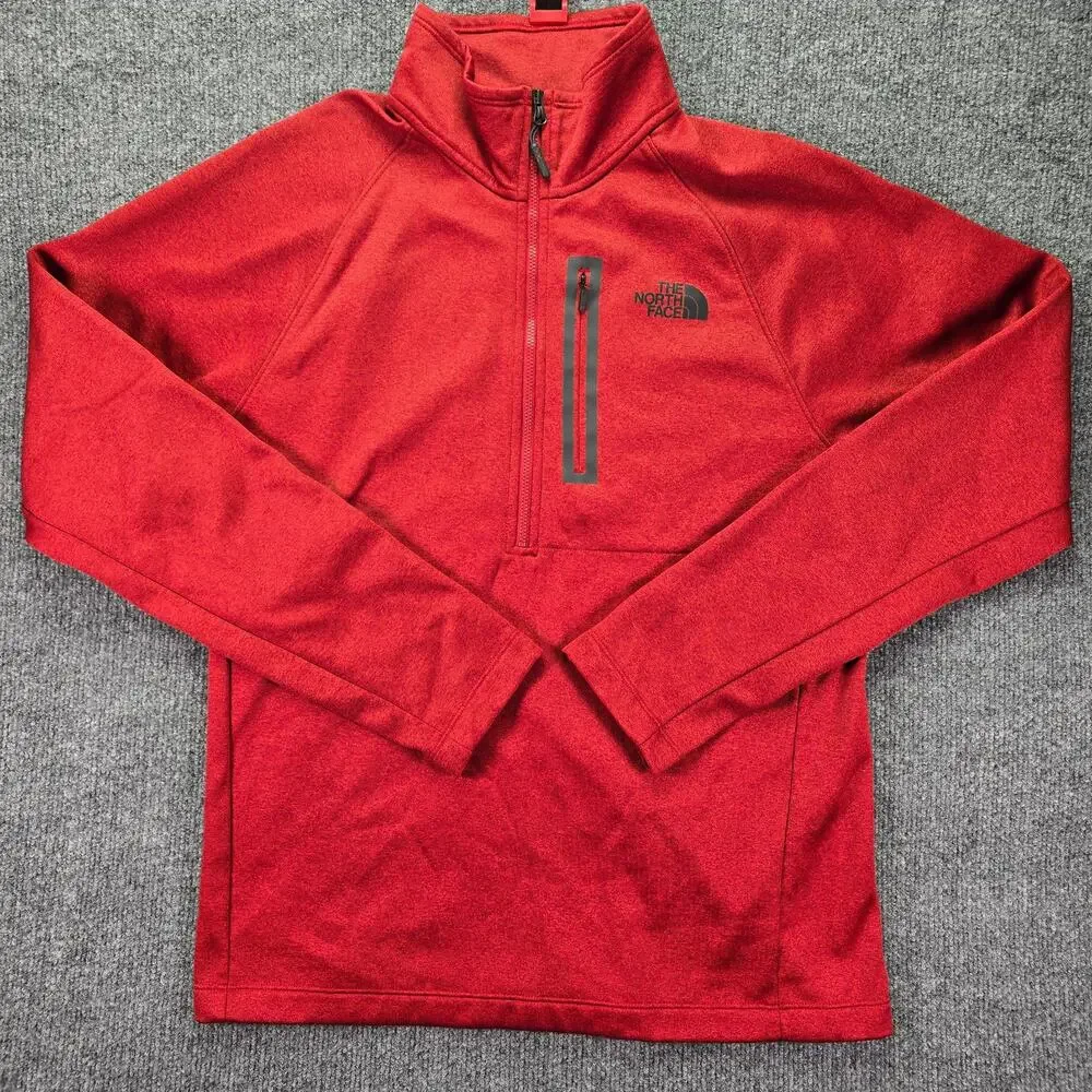 The North Face Canyonlands 1/2 Zip Pullover Mens Medium Red Fleece Pocket Jacket
